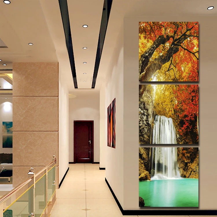 Gift-paper-3-panel-wall-post-modern-waterfall-tree-drawing-pictures-corridor-landscape-art-canvas-sitting