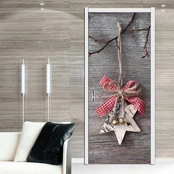 

Merry Christmas Bow Door Stickers Xmas Mural PVC Self-adhesive Waterproof Modern Bedroom WallPaper Living Room home Decoration
