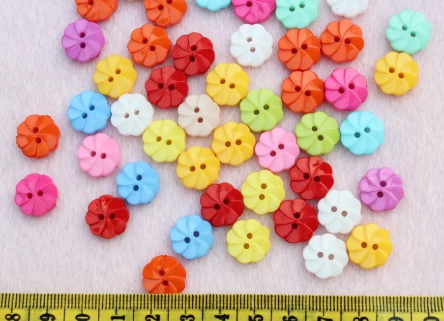 1000 шт. цвета радуги; яркая детская Пластик пошив на Buttons14mm закручивающееся в цветок