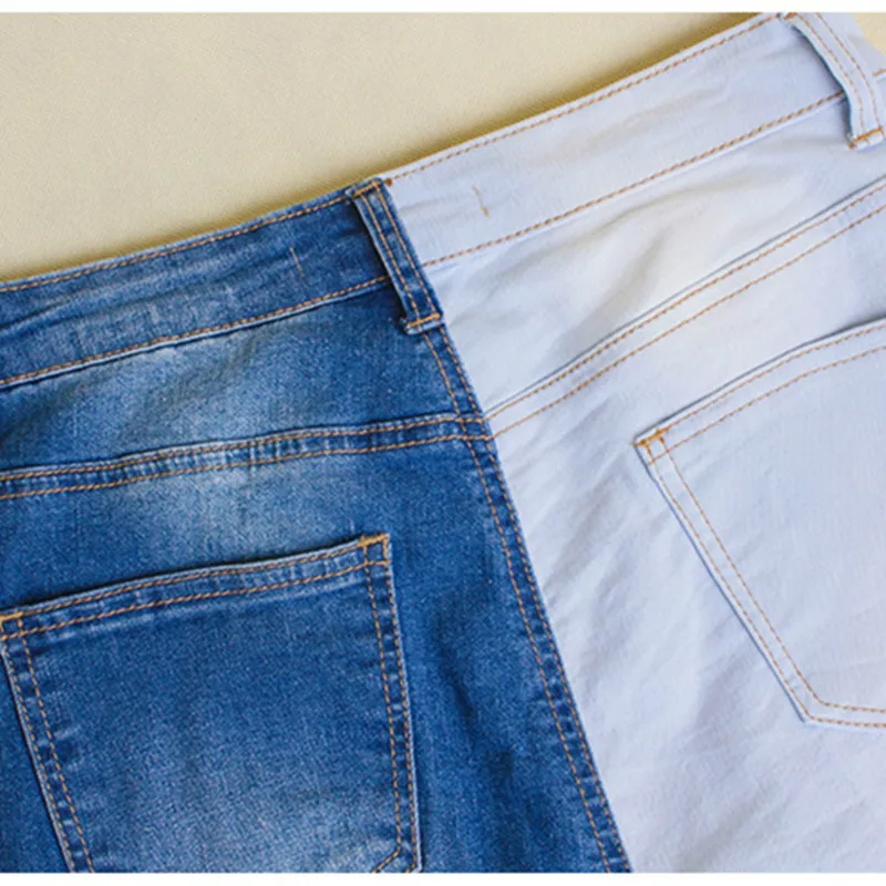 Arrow Car женские узкие джинсы эластичные рваные сращивающиеся цветные панельные Модные узкие брюки женские узкие джинсы