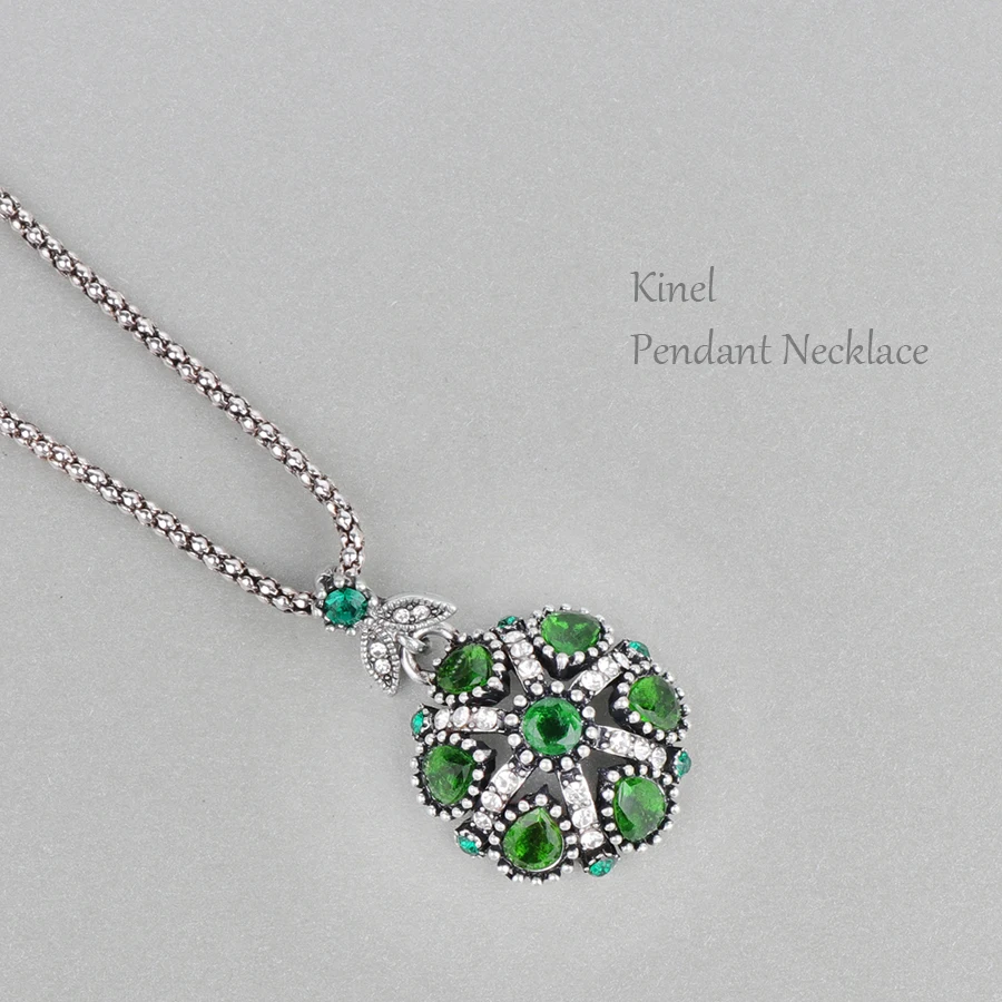

Kinel Hot Retro Crystal Petal Necklace For Women Fashion Dubai Antique Silver Pendant Necklace Engagement Jewelry 2019 New