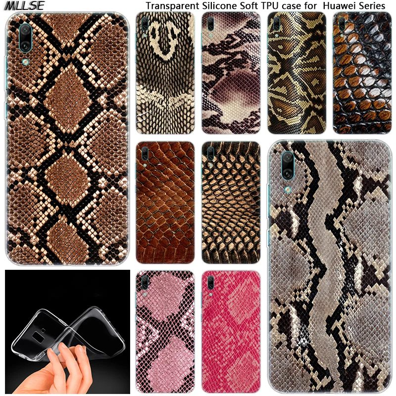 

Colorful leather snake texture Silicone Case for Huawei Mate 10 20 Lite Pro Enjoy 8 9E Y6 Pro Y5 2017 Y7 Pro Y9 2019 2018 Cover