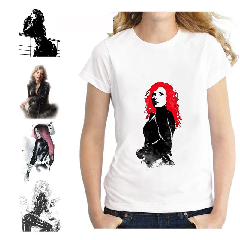 

Marvel Movie Black Widow Summer Plus Size Loose O-NECK Modal Short Sleeve Tshirt Women Fashion Casual Women's Tshirts A193291