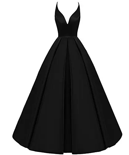 

Backless Deep V Neck Simple Long A Line Satin Prom Dress Long Formal Women Gowns Evening Party Dresses 2019