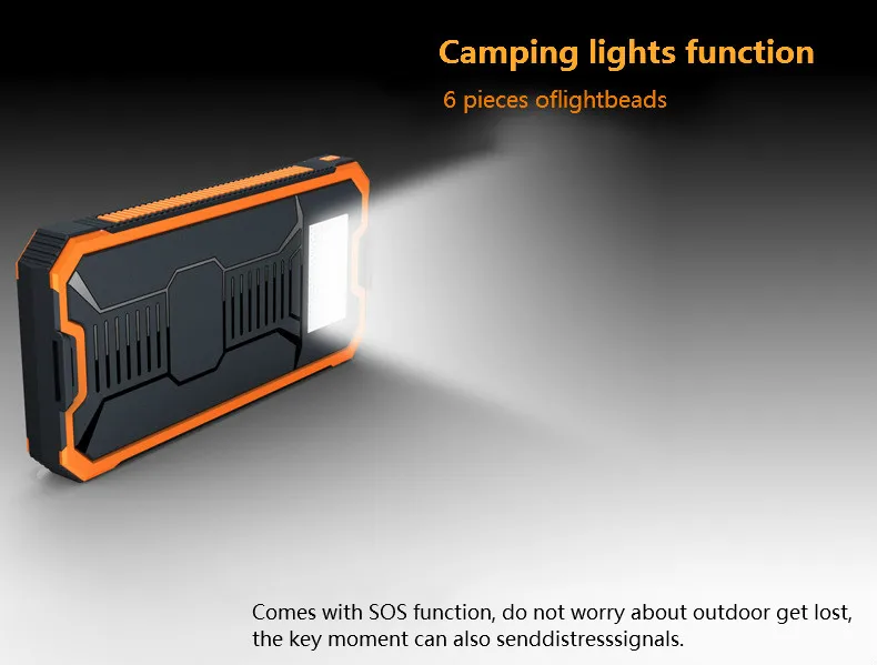 

Solar Alternative Battery Phone 20000mAh External Backup Charger Cross Splice Bag Mobile Dual USB LED Replacement Battery
