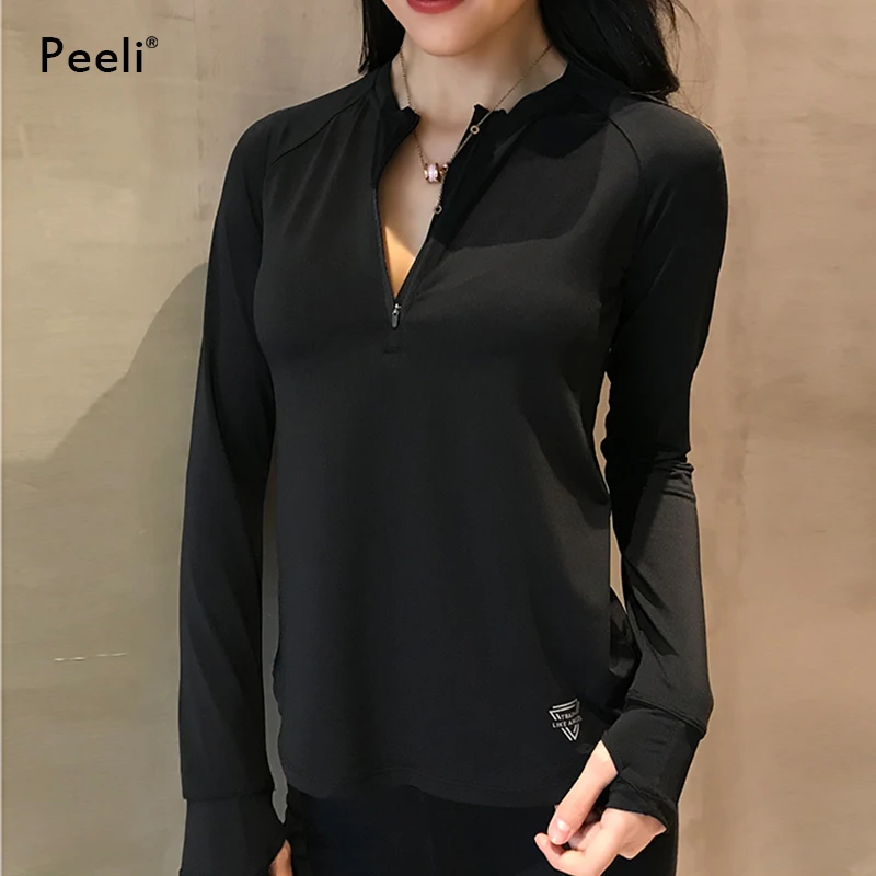 Peeli Long Sleeve Yoga Top Fitness Sports Women Jerseys Workout T shirts Quick Dry Yoga Shirt Exercise Gym Tank Tops Activewear