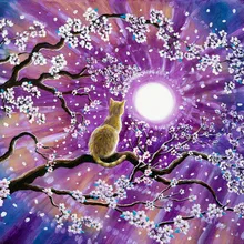 Кошка на ветках Искусство Ручная роспись креативная цифровая самодельная картина маслом живопись по номерам 24 цвета пигментная кисть