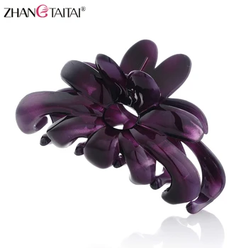 

ZHANGTAITAI Women's Retro style hair claws resin hairpins with crystal hollow out pattern hair clips girls hair accessories