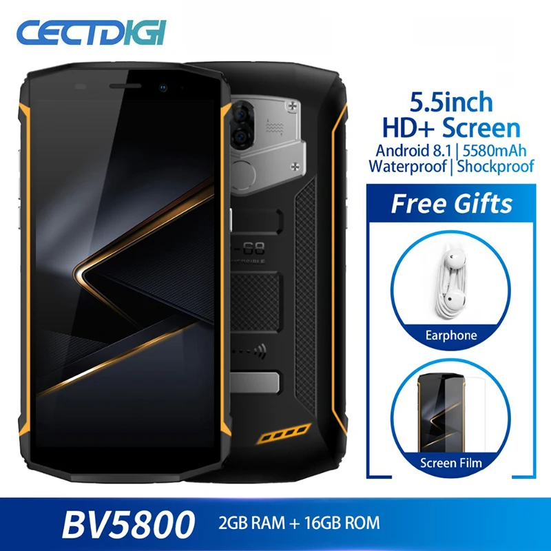 Blackview BV5800 Водонепроницаемый смартфон MT6739 4 ядра 2 ГБ + 16 Гб 5 &quot18:9 отпечатков