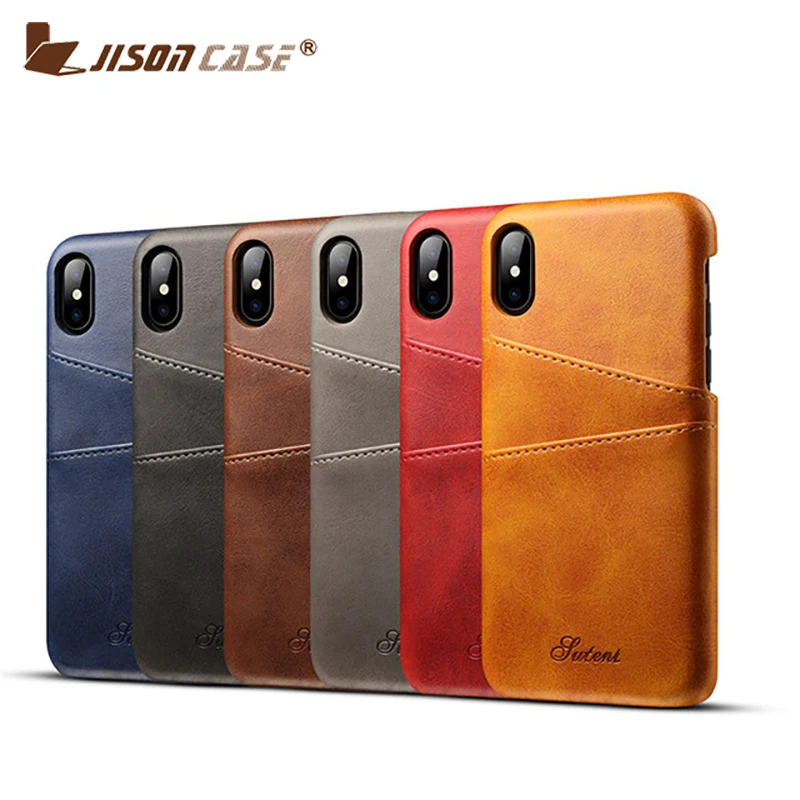 

Jisoncase Leather For iPhone X Case Vintage Luxurious Fashion Case Cover Card Holder Wallet for iPhone X 8 7 6 6s plus Cases