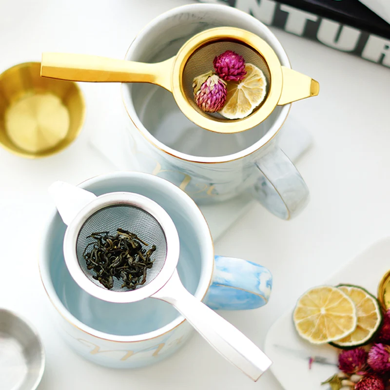 Stainless Steel Tea Infuser Afternoon Tea Filter Long Handle Mesh Tea Strainer with Drip Bowl loose Leaf Green Herb Tea Accessories  (4)
