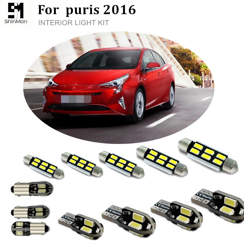 

Shinman 8pcs Error Free Auto LED Bulbs Car Interior Light Kit Reading Truck Lamps For Toyota Prius 2016 accessories