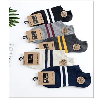 

Five pair per lot Men Summer Socks High Quality Stripe Design 80% Cotton Men Casual no Show Socks Wholesale