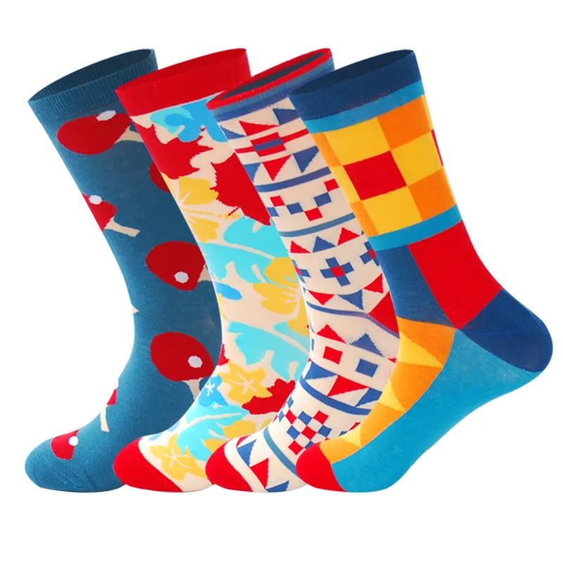 Hot Men Socks 4Pairs/Lot 9 Selects Combed British Style Casual Hip Hop Designer Long Heels Happy Sock Solid Fashions - Цвет: Lot D