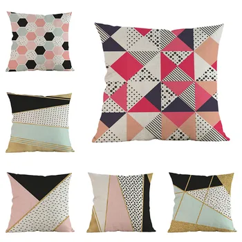 

geometric cushion cover Pillow cover linen geometry Three corner shapes Home Decoration sofa Cushions covers Pillowcase