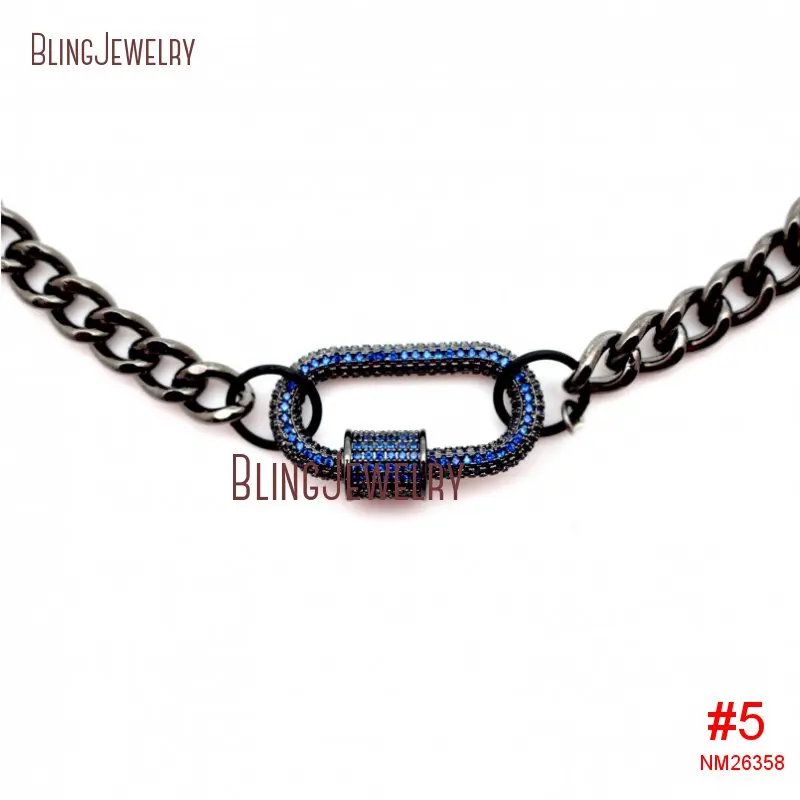 20190404-NM26353-micro pave screw clasp gunmetal plated chain necklace carabiner lock necklace_5