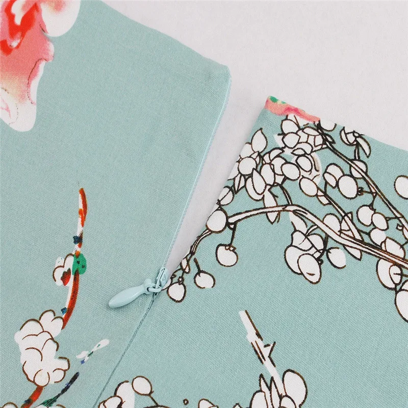 Kostlish Brand 2017 New Summer Dress Women Short Sleeve Slim 50s 60s Vintage Dress Elegant Print Swing Rockabilly Party Dresses (25)