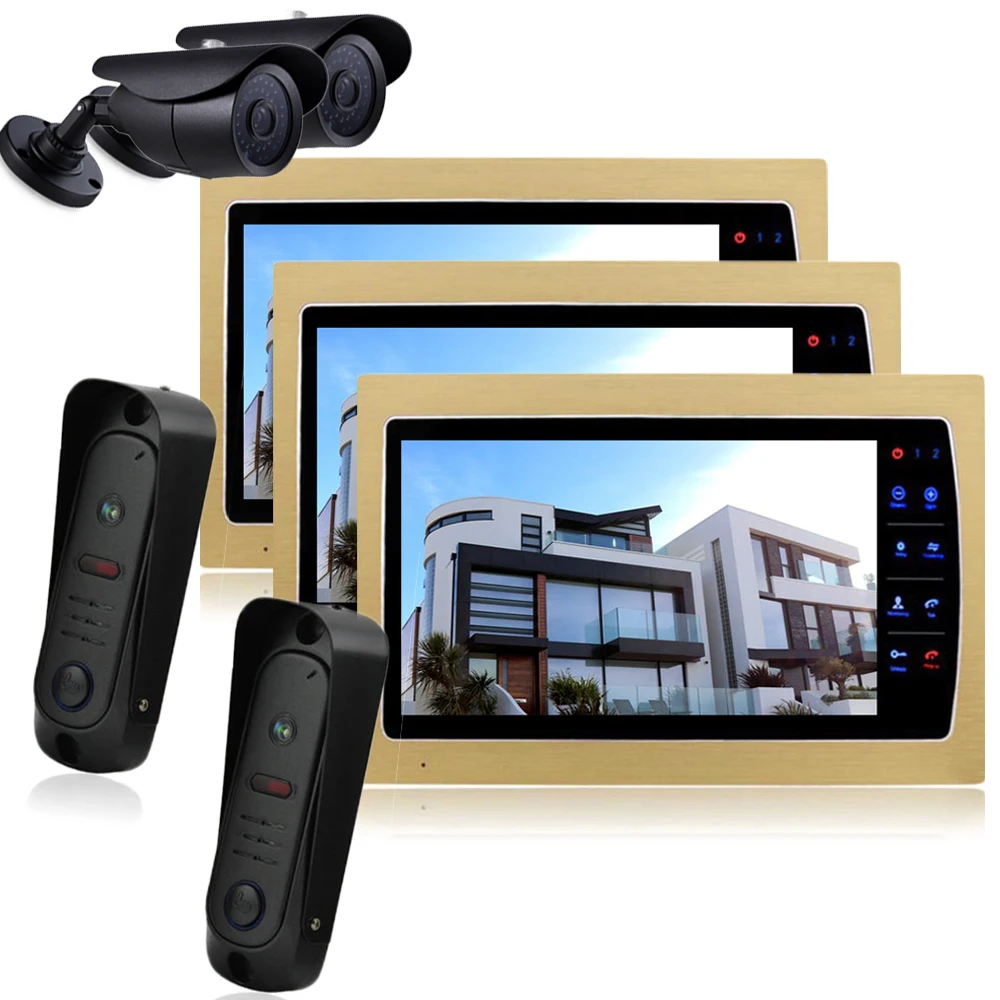 

Homefong Home 10 Inch TFT Monitor Video Door Phone Intercom System Night Vision Doorphone Intercom Color CMOS Camera IP 65