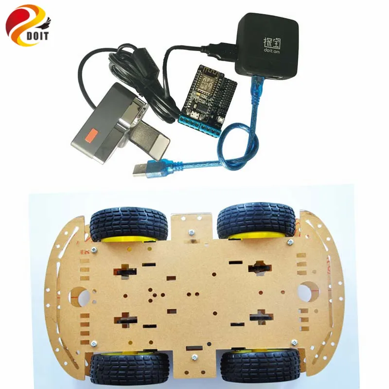 DOIT Video Monitor Smart Robot Car Chassis by Openwrt Router Wireless Control with Nodemcu Lua V3 Board+Nodemcu Motor Shield DIY doit c300 smart robot car chassis controlled by android and ios phone based on nodemcu esp8266 4wd car diy android toy robot
