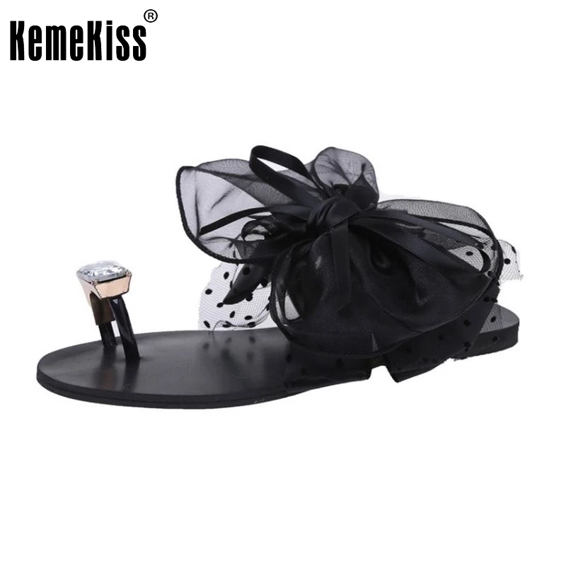 

Ladies Flats Sandals Bowtie Flip Flop Slipper Solid Color Flat Sandal Summer Shoe Women Party Beach Vacation Footwear Size 35-42