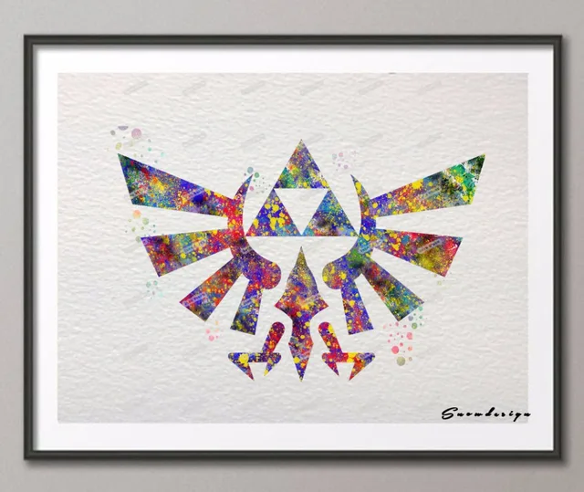 diy original watercolor legend of zelda triforce canvas painting