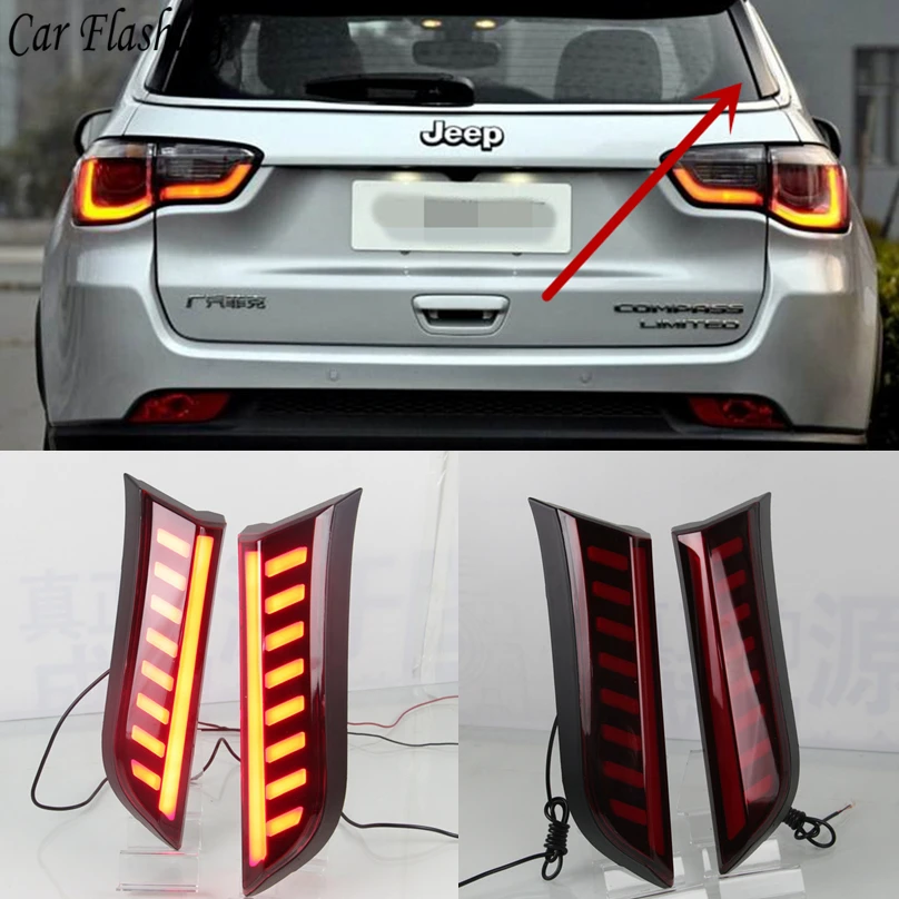 2 PCS LED Rear Bumper fog lamp Brake Light daytime running tail light