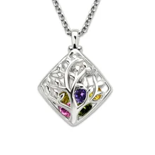 Wholesale White Gold Color Cage Family Tree Necklace Custom Birthstone Necklace Mother’s Jewelry