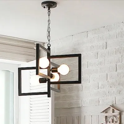 

Nordic Korean art black white iron pendant light for living room dining room bedroom lamp