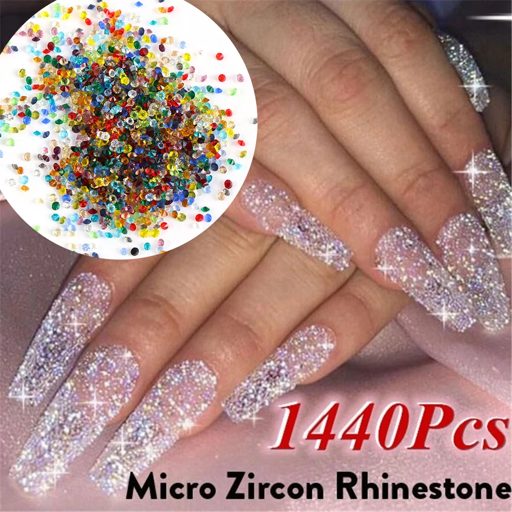 

1440pcs/bag 1.1mm Zircon Micro Rhinestones Conical Rhinestone Mini Nail Art Rhinestone Nail Art Decorations Loose Rhinestones