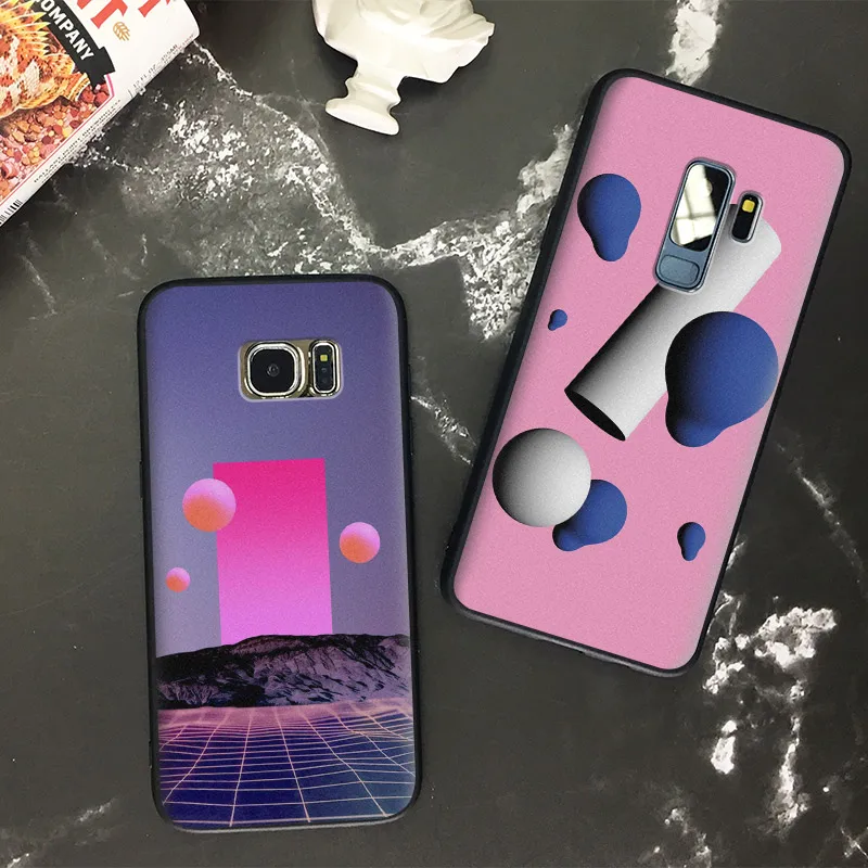 

Aesthetics vaporwave Abstract shape coque Soft Silicone Phone Case Shell Cover For Samsung S7 Edge S8 S9 Plus Note 8 9