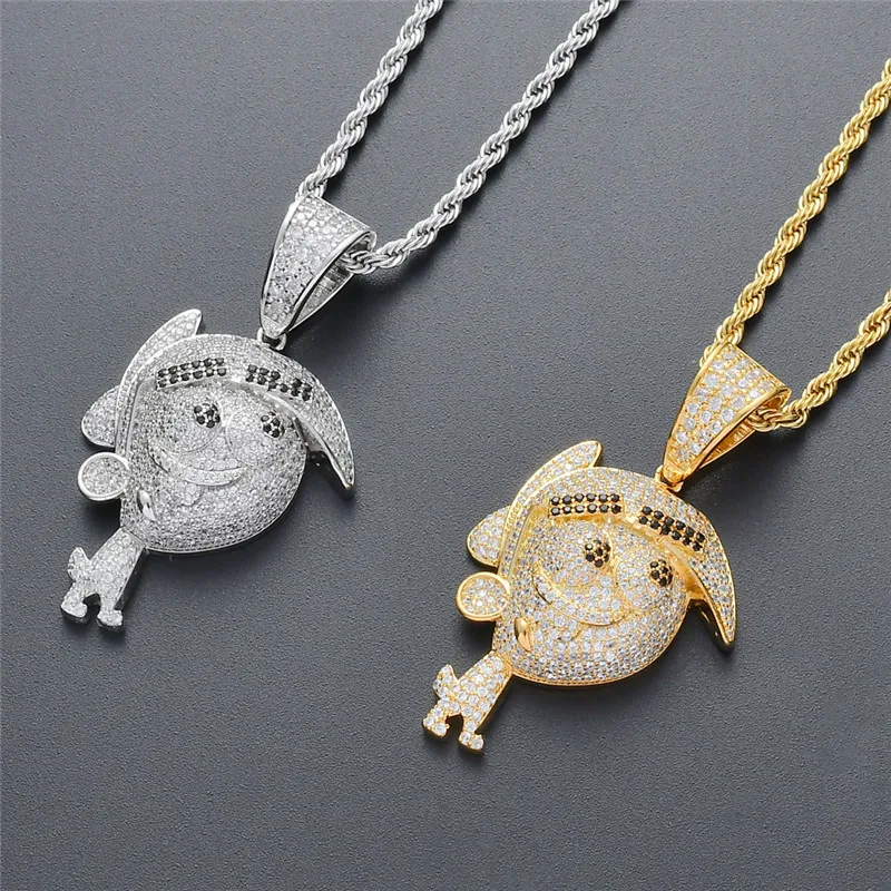 Hip Hop Cartoon Characters Pendant Necklaces AAA Zircon Pendant Necklace