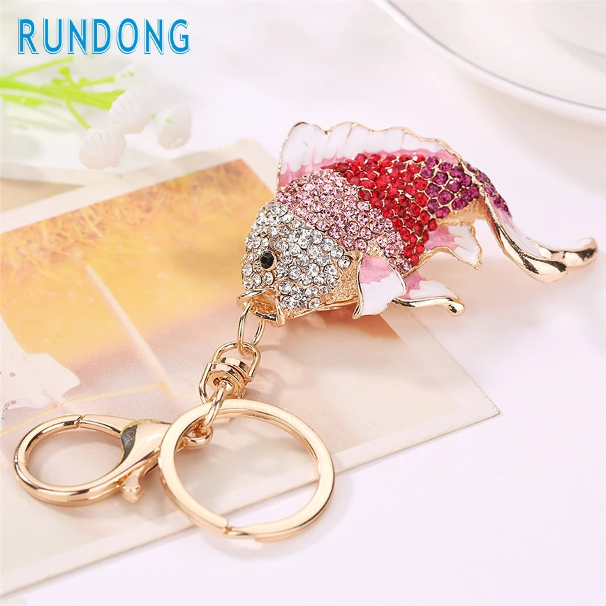 

Car-styling Goldfish Rhinestone Keychain Bag Handbag Key Ring Car Fish Key Pendant