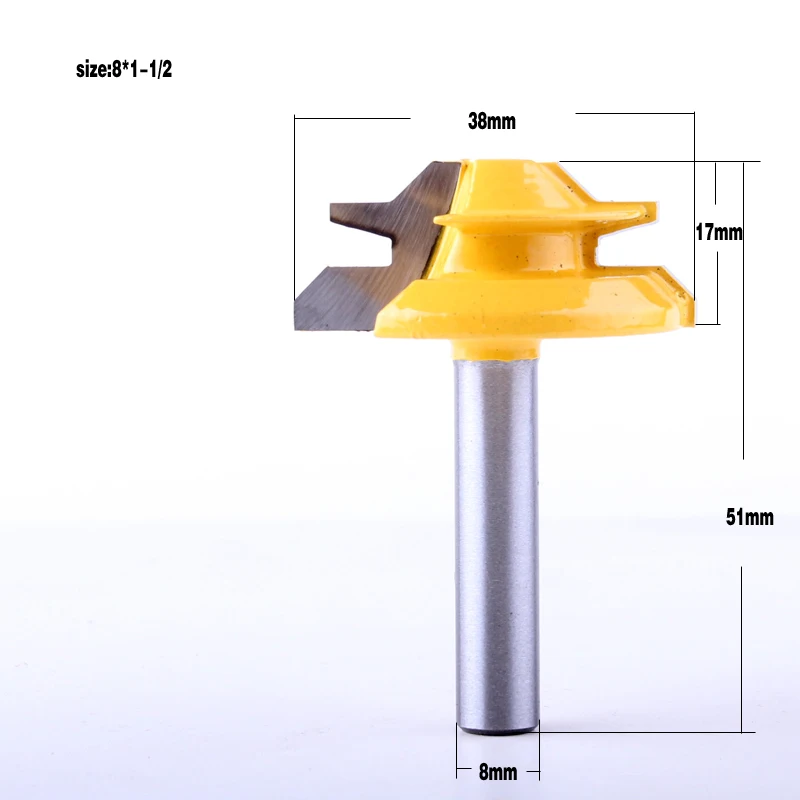1 шт. 8 мм хвостовик замок Торцовочная фреза анти-Магарыч 45 градусов 1/2 3/4 дюймов шток шип резак для деревообрабатывающих инструментов