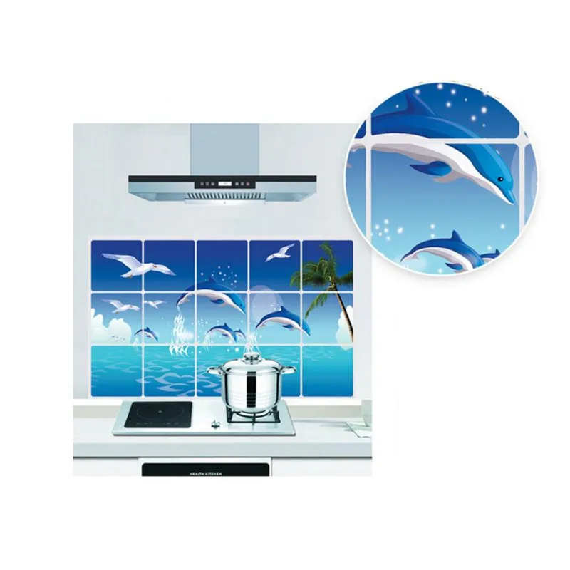 Wallpapers for kitchen decor for home   Dolphins Animal Removable Art Mural Home Wall Sticker Drop shipping product     X0718#3002