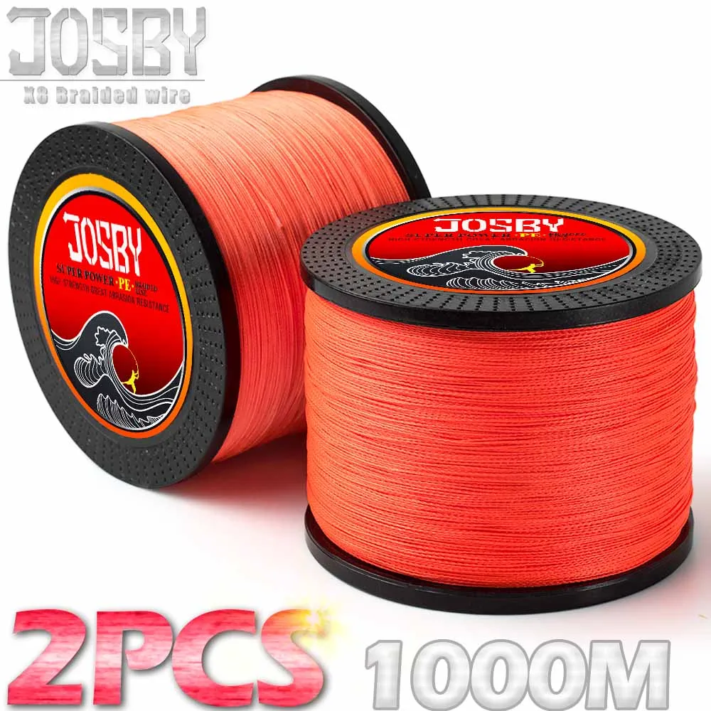 JOSBY 2 шт. 1000 м 4 нити 8 нитей разноцветный PE плетеный провод Multifilament X8 X4 рыболовная
