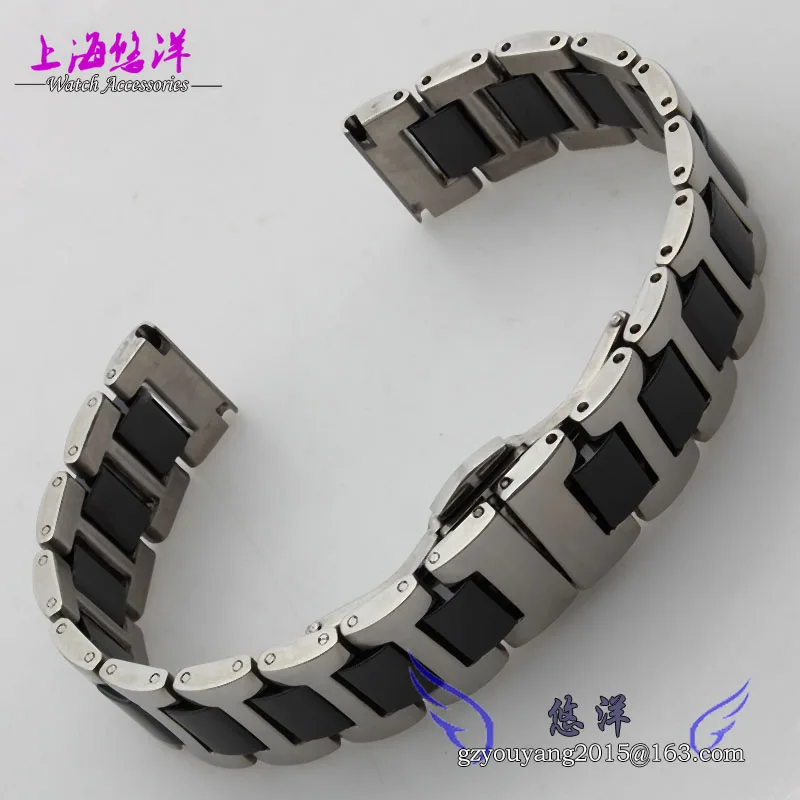 16mm 18mm 20mm ceramic and stainless steel watchband white or black watch band watch strap Butterfly