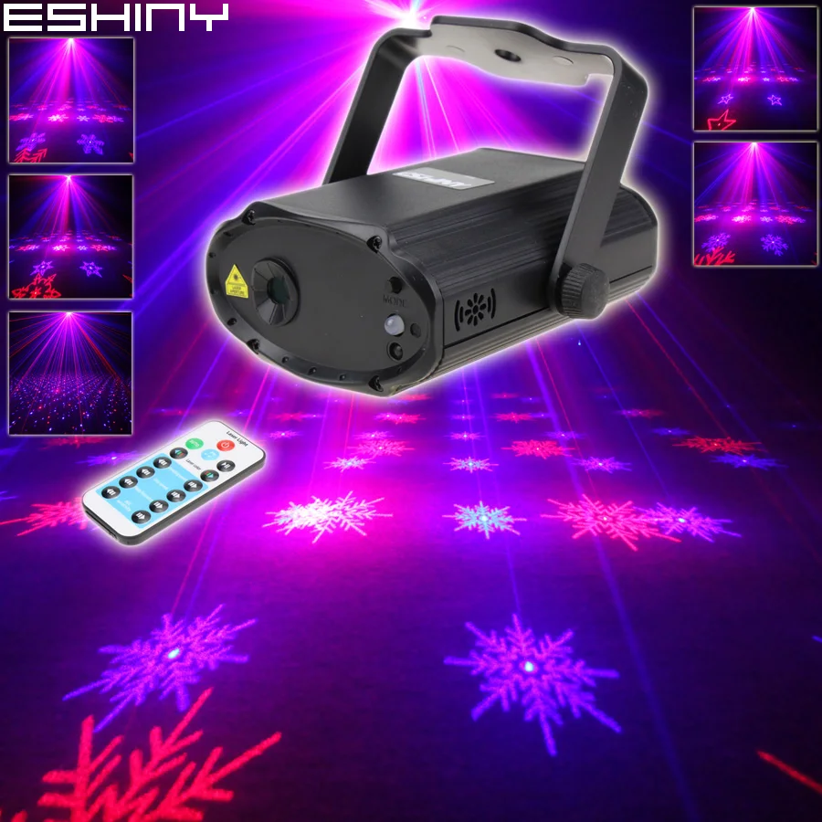 

ESHINY Remote MINI R&B Laser 6 Snowflake Patterns Projector DJ Dance Disco Bar Family Party Xmas Stage Effect Lights Show N8T167