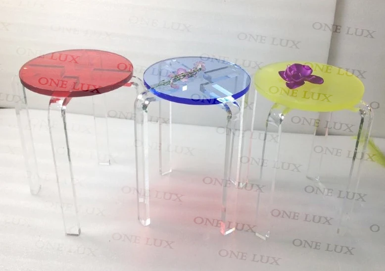 2pcs Lot Stackable Round Acrylic Vanity Stool Lucite Nesting