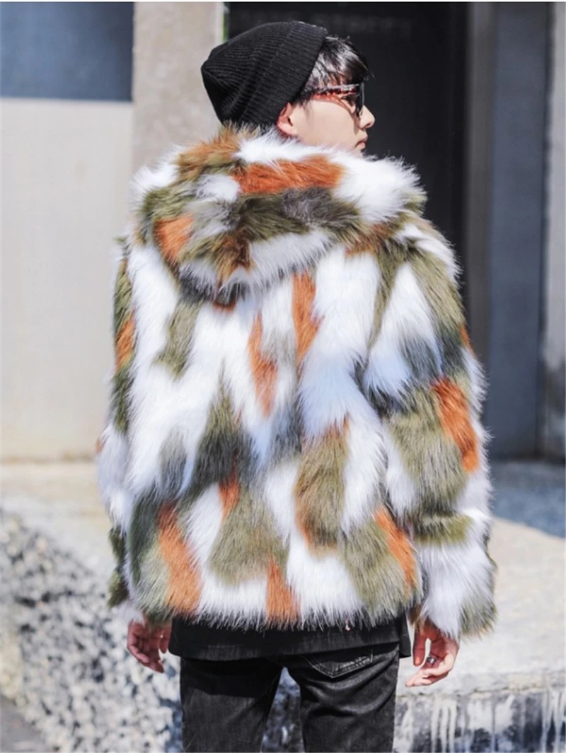 Minkbontjas Mannen Winter Warm top Jas Hooded hiphop Stijl Jas Dikke Bontjassen Heren Winter Thermische Bovenkleding