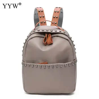 

Nylon Backpack Brand Small Women Backpacks Rivet Zipper Student Backpack Preppy Fashion Shopping Bag Girls Women'S Travel Bags