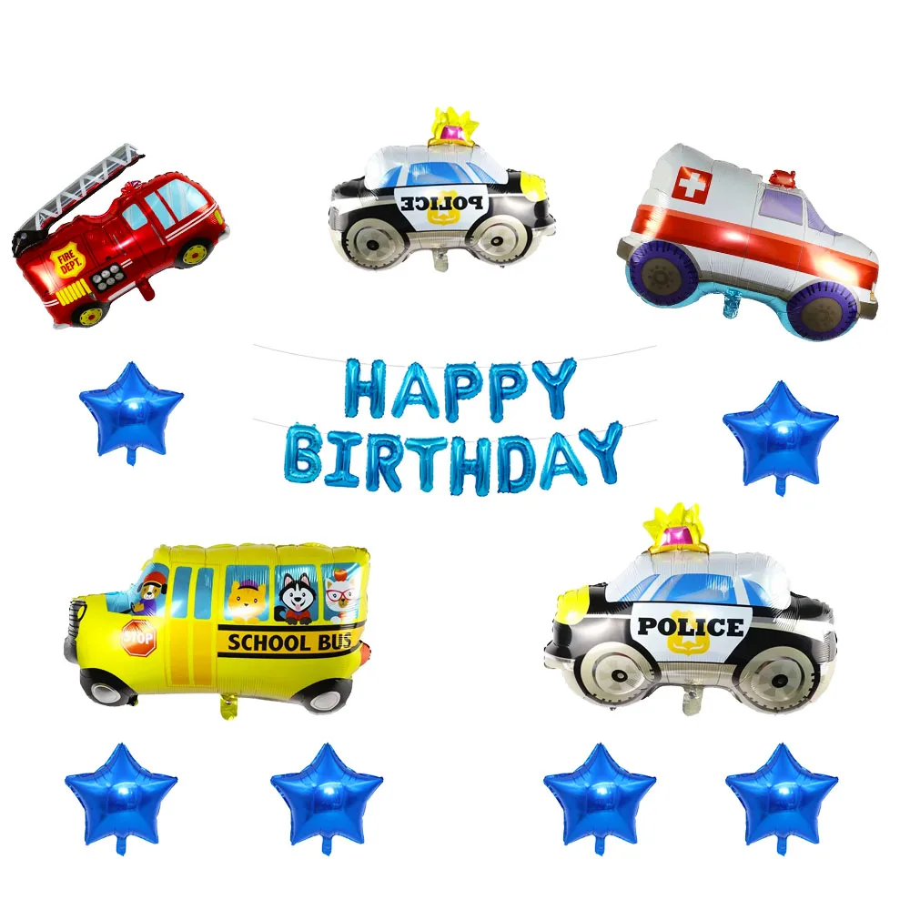 

Car Shaped Aluminum Balloons School Bus Ambulance aircraft Transportation Balloon Baby shower Party Supplies for kids