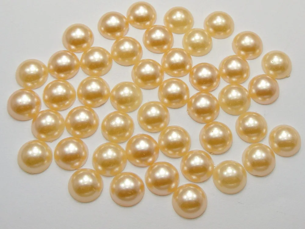 

hot sell 200pcs Champagne Half Pearl Bead 10mm Flat Back Round Scrapbook Craft