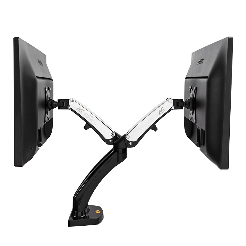 

F180 Dual Monitor Stand Desktop Mount Full Motion Aluminum Rotating Gas Spring Lift 17-27 inch Double Arm Holder with 2 USB Port