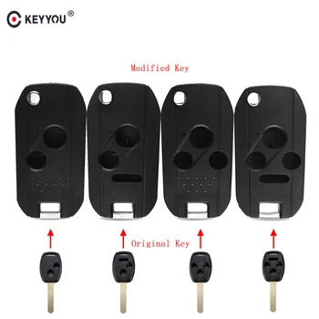 

KEYYOU 2 Button Remote Modified Flip Folding Car Key Shell Case Fob Cover For HONDA Accord Civic CRV Pilot Fit keys