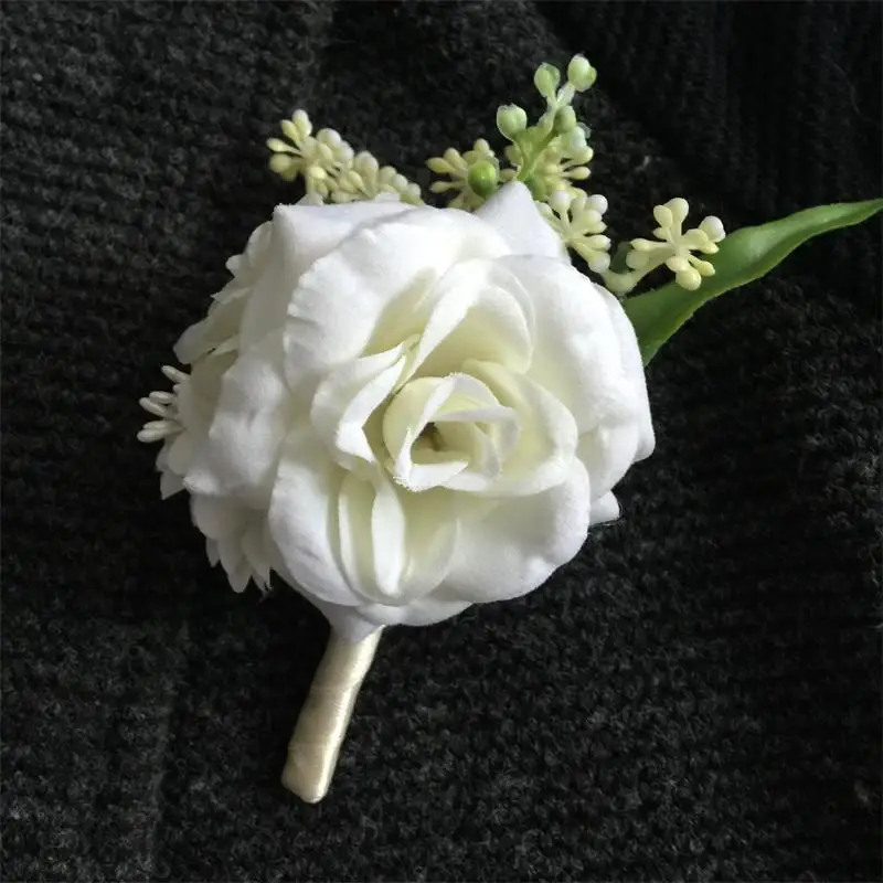 1 pieces/package DIY Groom Boutonniere men Corsage Prom Ivory Wedding