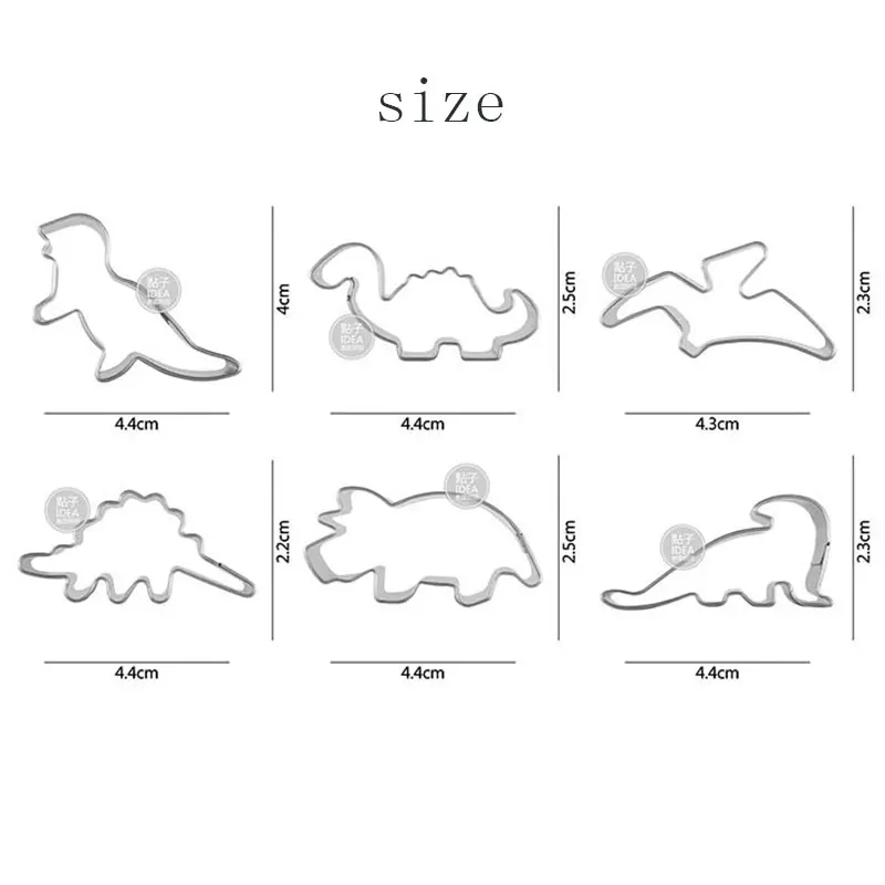 6 шт./компл. 3D Динозавр метель из нержавеющей стали формочка для печенья десерт, выпечка формы помадка торт украшения инструменты
