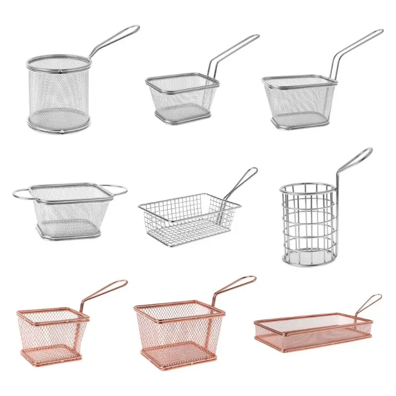 

VFGTERTE 1PC Stainless Steel French Deep Fryers Basket Net Mesh Cooking Fries Chip Snacks Kitchen Food Organizing Storage Basket