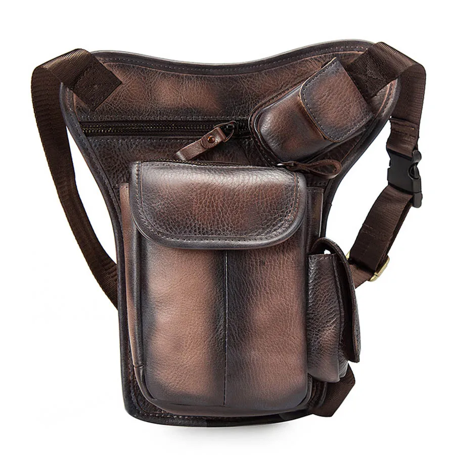 

Genuine Leather Men's Waist Leg Thigh Gun Pack Men Crossbody Shoulder Bag Male Cowhide Messenger Bags For Cell Phone Wallet