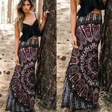 Юбки BOHO Хиппи женские летние цветочные винтажные Длинные Макси тонкая узкая юбка пляжная одежда повседневные летние сексуальные женщины