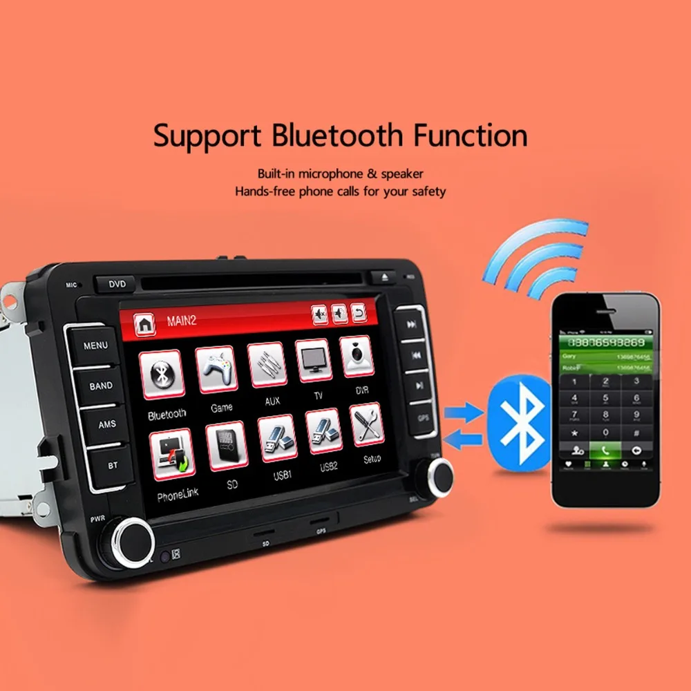7 inch 2 Din Car DVD GPS Radio Player for Volkswagen VW polo golf touran passat sharan jetta 6 polo tiguan 2din car navigation